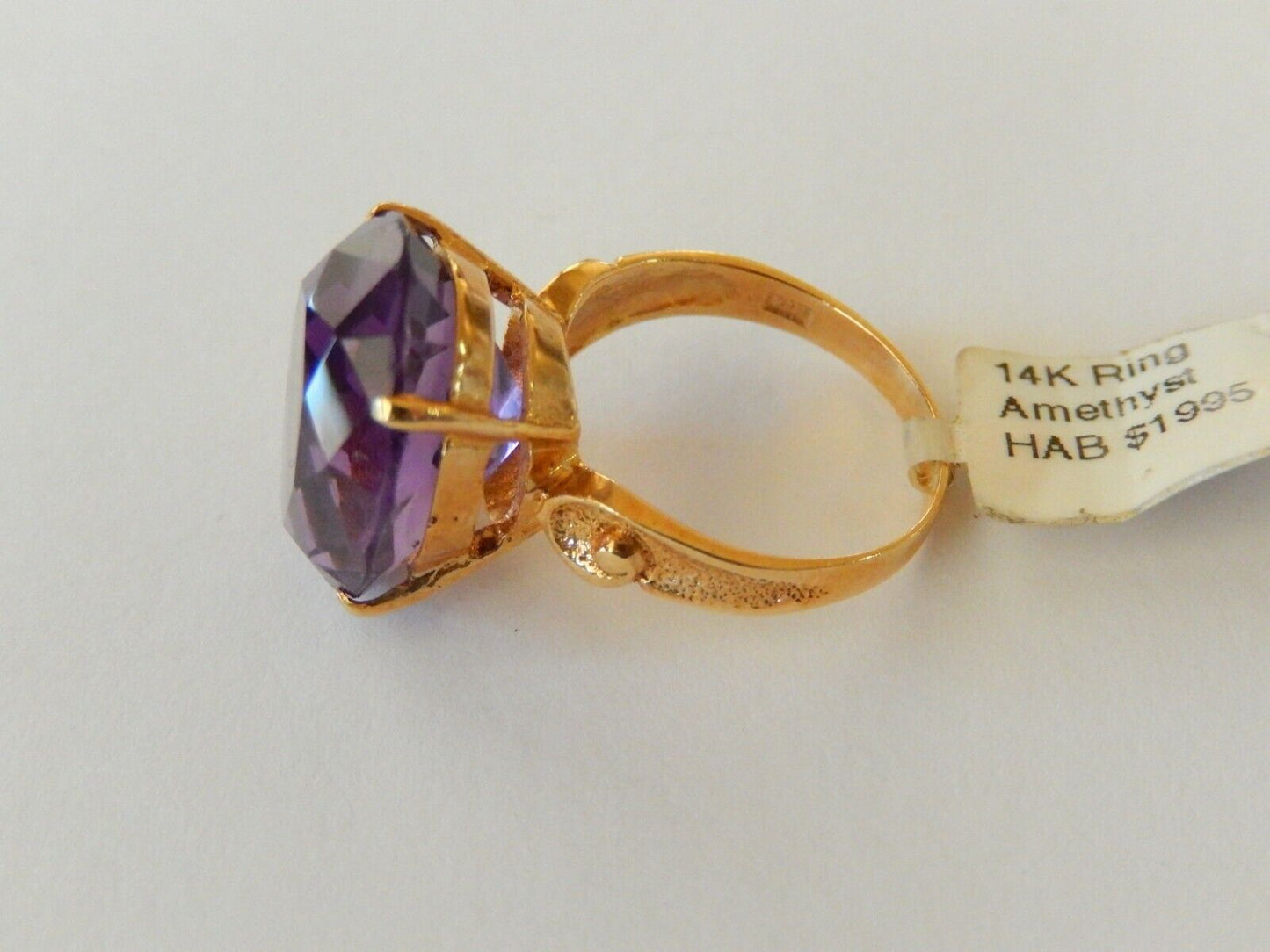 *VINTAGE* 14K Yellow Gold 11.00 CT Oval Natural Amethyst  Ring Size 5.5