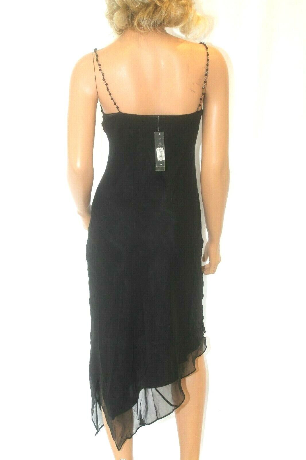 *NWT* $185. Laundry by Shelli Segal Womens Black Chiffon Evening Dress Sz  2