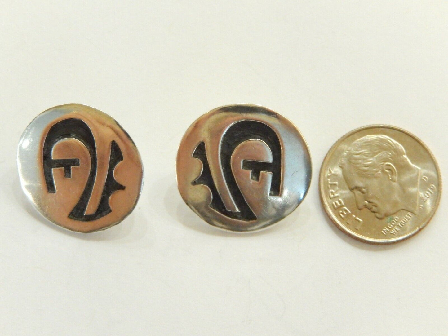 Native American Navajo Sterling Silver Handmade Button Style Earrings