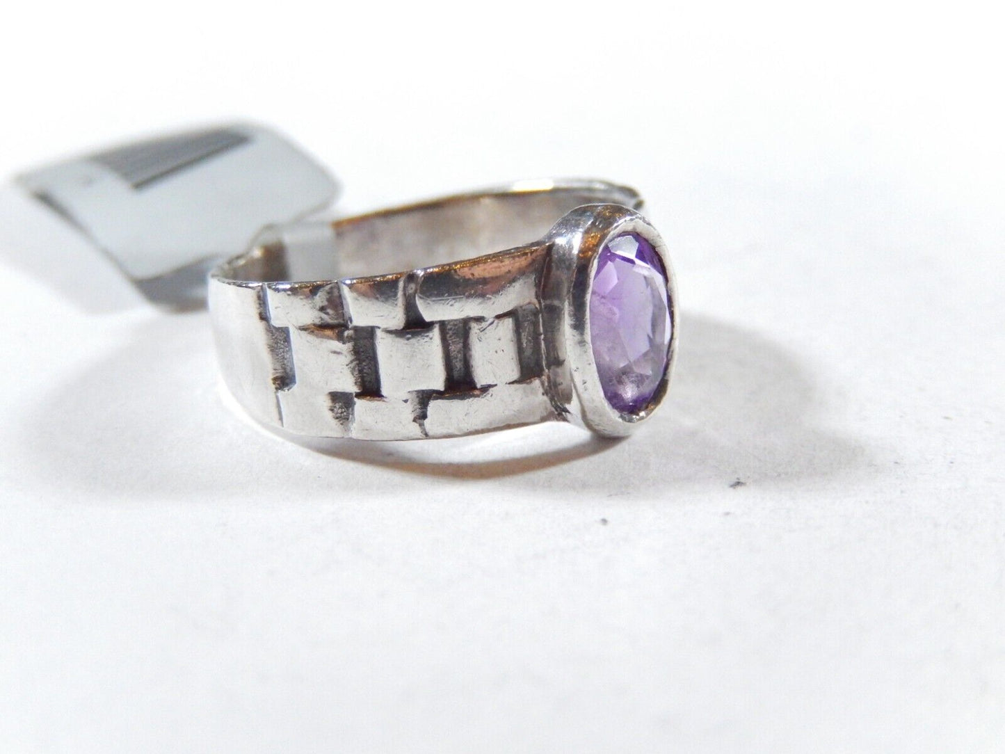 * VINTAGE*  SOUTHWESTERN STERLING SILVER  OVAL FACETED AMETHYST RING SIZE 5.5