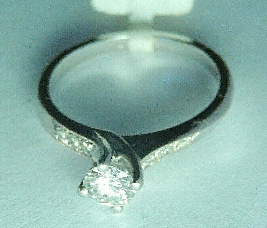 14K White Gold 1/2CT Natural SI-1 Diamond Solitaire Engagement Wedding Ring 6.5