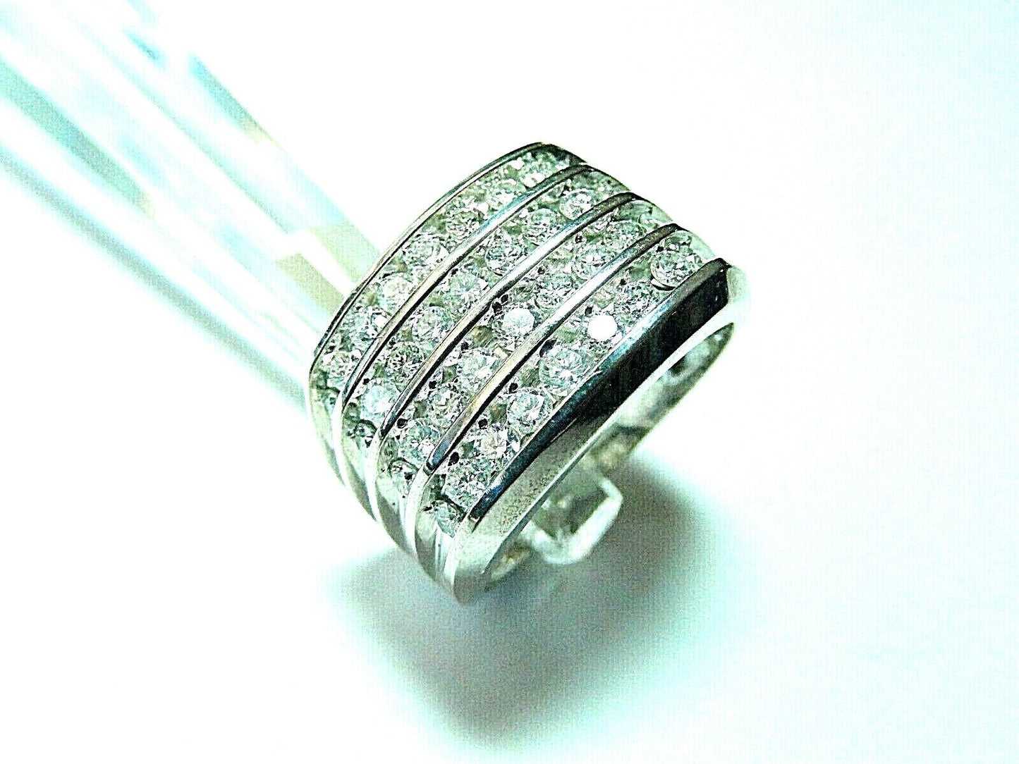 MENS Wide 15mm Solid10K White Gold 2.5CT NATURAL VS Diamond Ring Sz  10