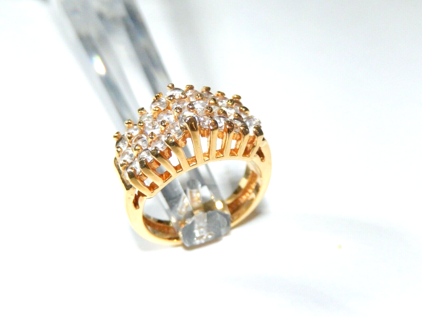 *VINTAGE*  LIND 14K HGE Yellow Gold Plated CZ Ring Size 6.5
