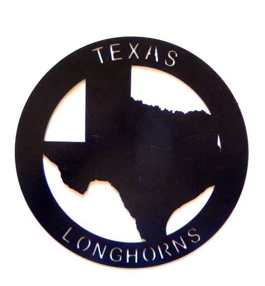 ~NEW~ 14ga.  "TEXAS LONGHORN" ~ METAL WESTERN HOME WALL ART 10" Diameter