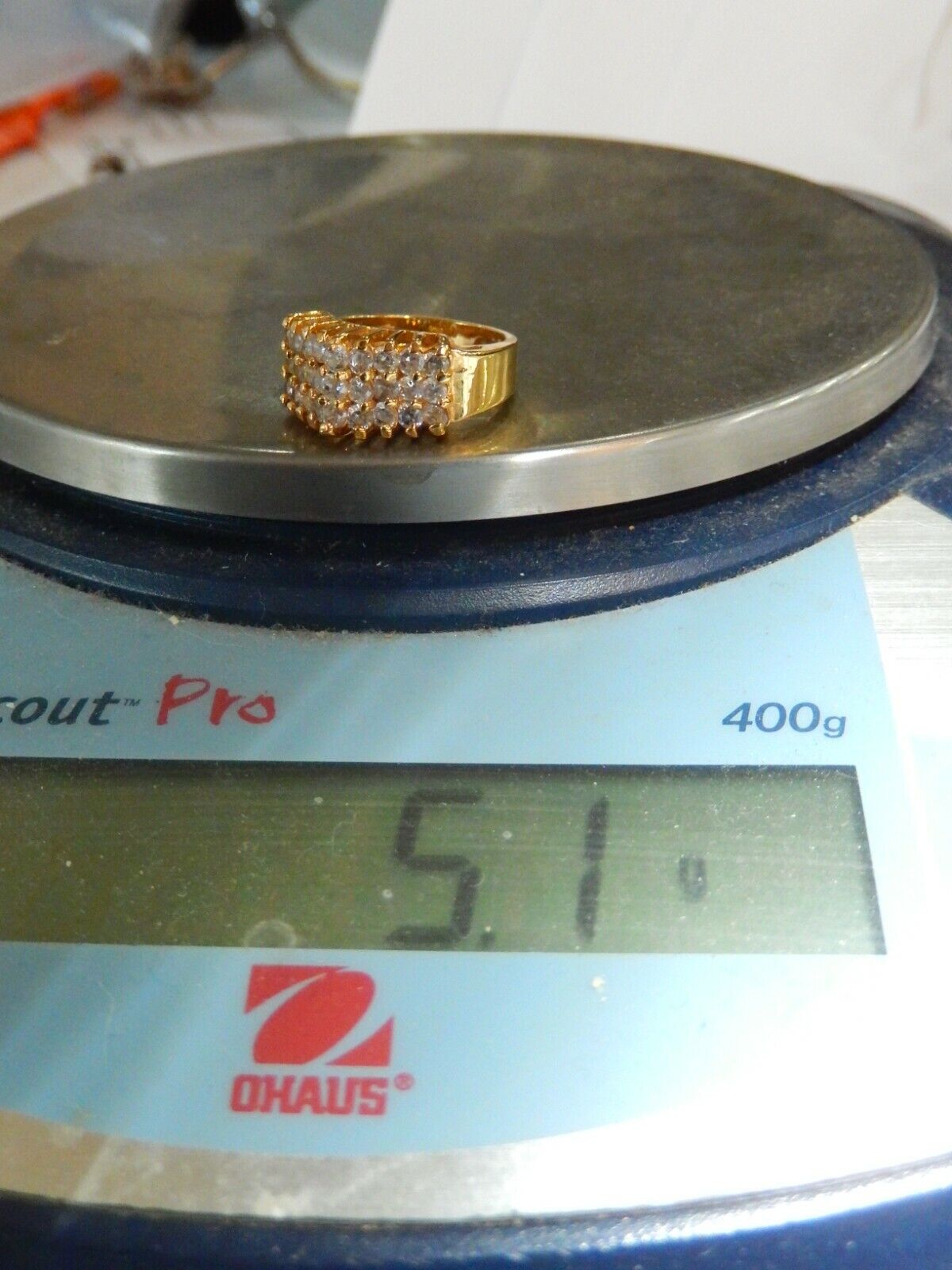 *VINTAGE*  LIND 14K HGE Yellow Gold Plated CZ Ring Size 6.5