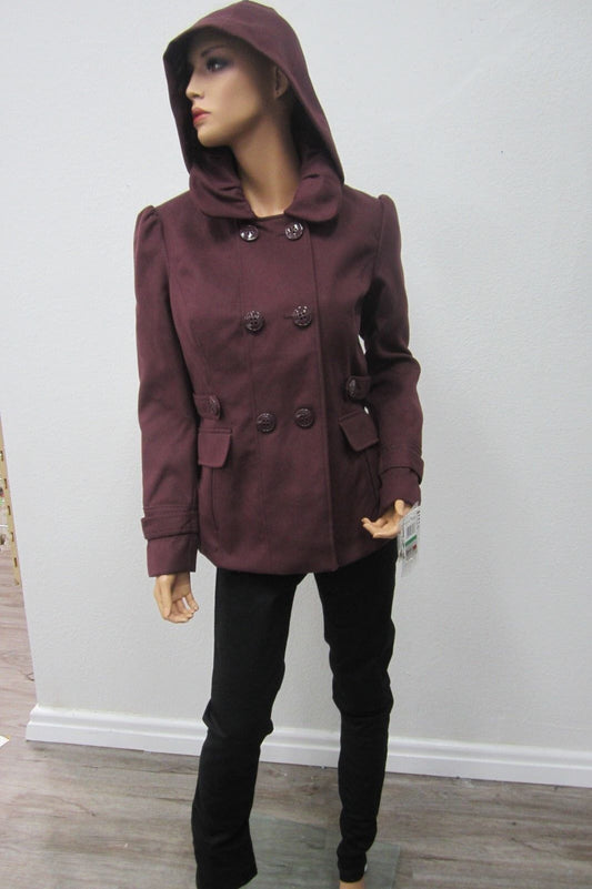 *NWT* CELEBRITY PINK $99 NEW BURGANDY  Hooded Soft Womens Jacket Coat Size Large