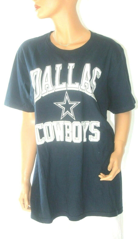 *NWT* DALLAS COWBOYS NAVY T-Shirt With White Graphics Cotton Adult Logo Sz Large