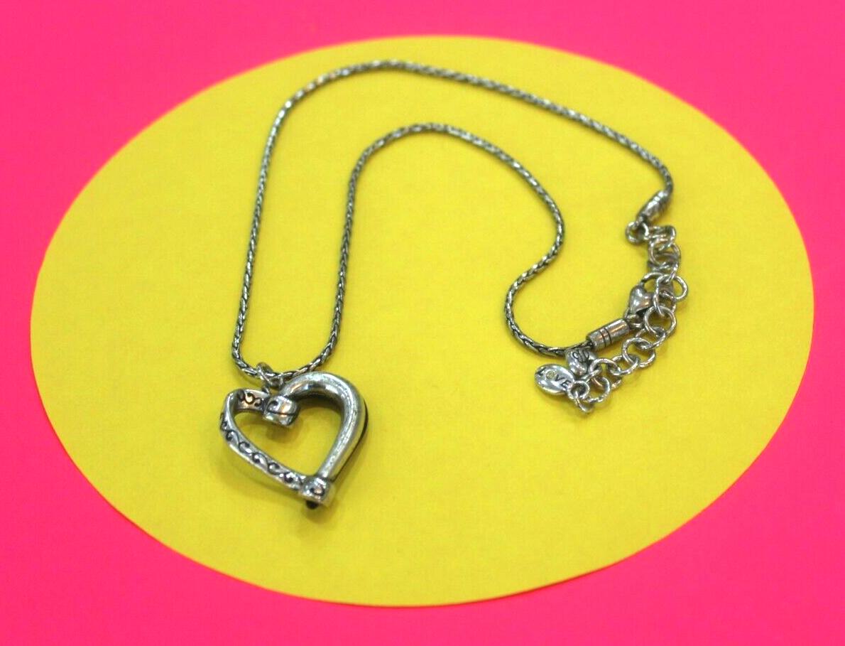 BRIGHTON  Black Enamel & Crystal Heart Necklace