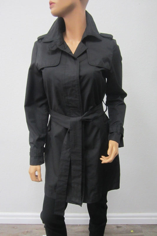 Gap Classic Shoulder Strap Black Trench Style Coat Jacket Sz Small