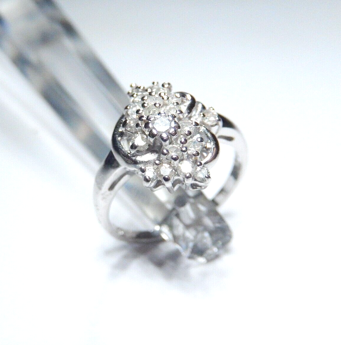*VINTAGE*   14k White Gold Round .50CT Natural Diamond Cocktail Ring Size 7.5