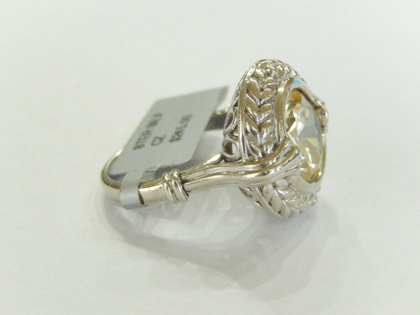 *VINTAGE* LARGE  Sterling Silver 925 Size 8.5 Yellow Clear CZ Ring