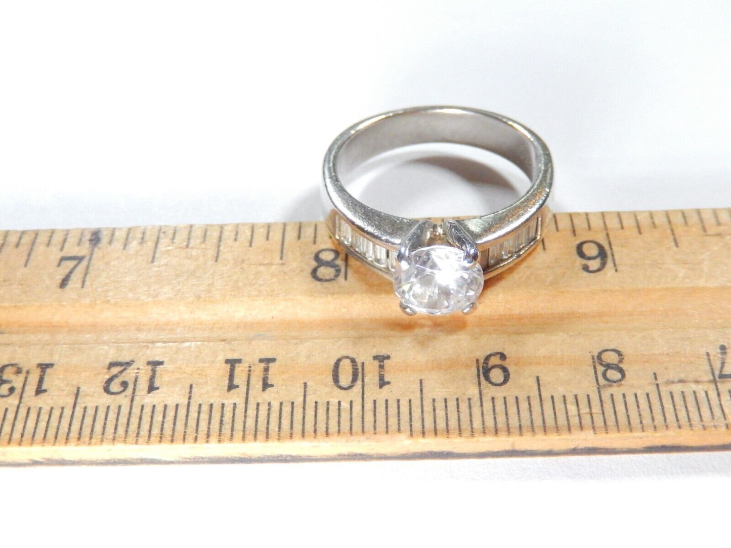 *VINTAGE* 1965  Engraved Inside Sterling Silver  CZ Wedding Band Ring Sz 9.5