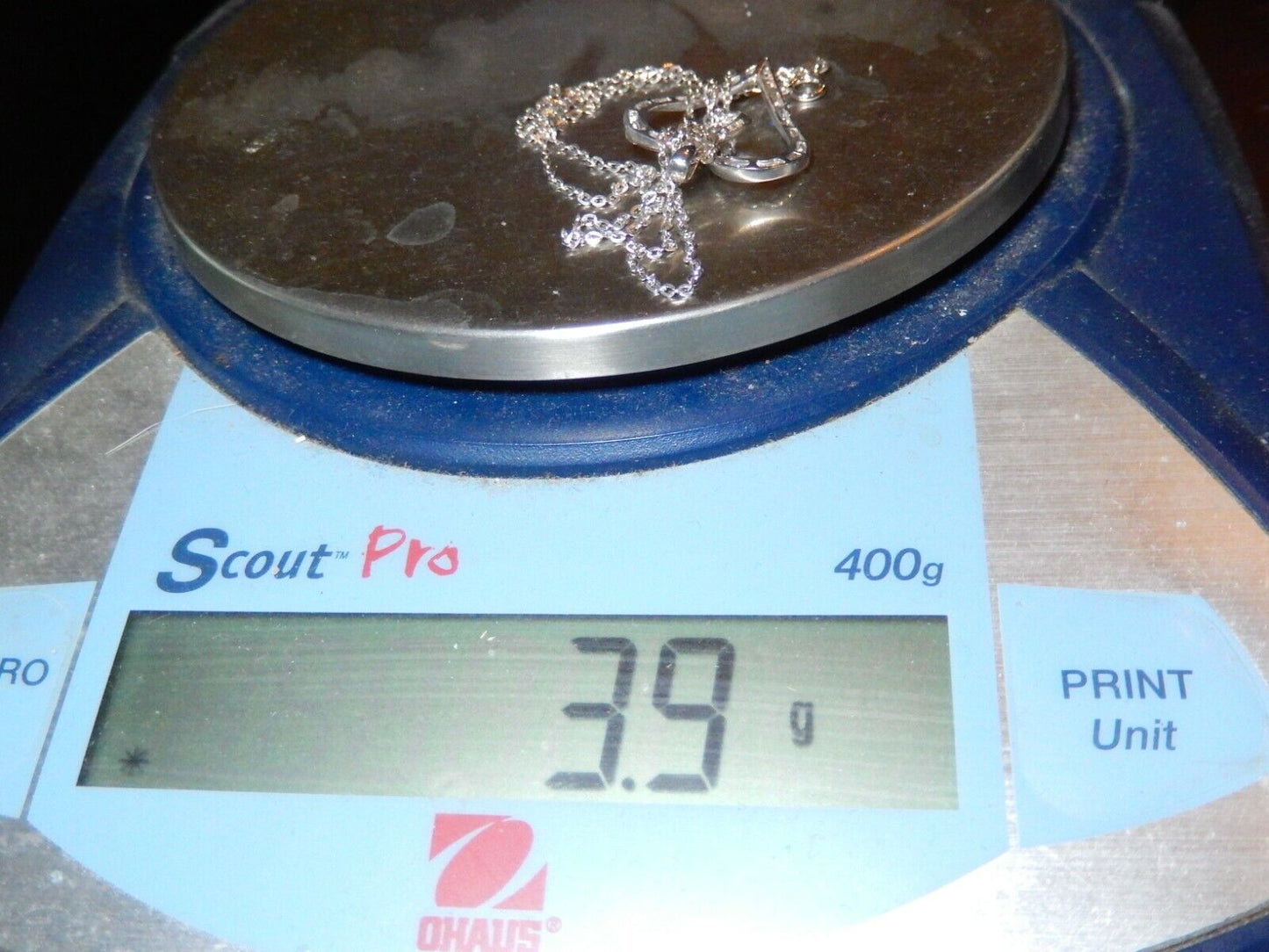 *VINTAGE*  10k Whie Gold .50CT 50 Round Natural Diamond Pendant w/18" Chain