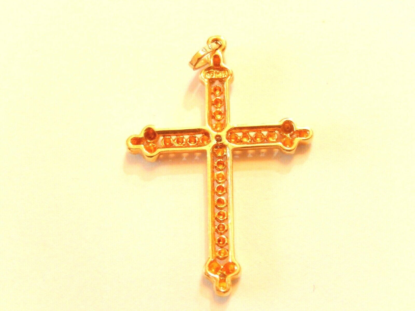 *NEW*  14K Yellow Gold One Diamond  Beaded Cross Pendant