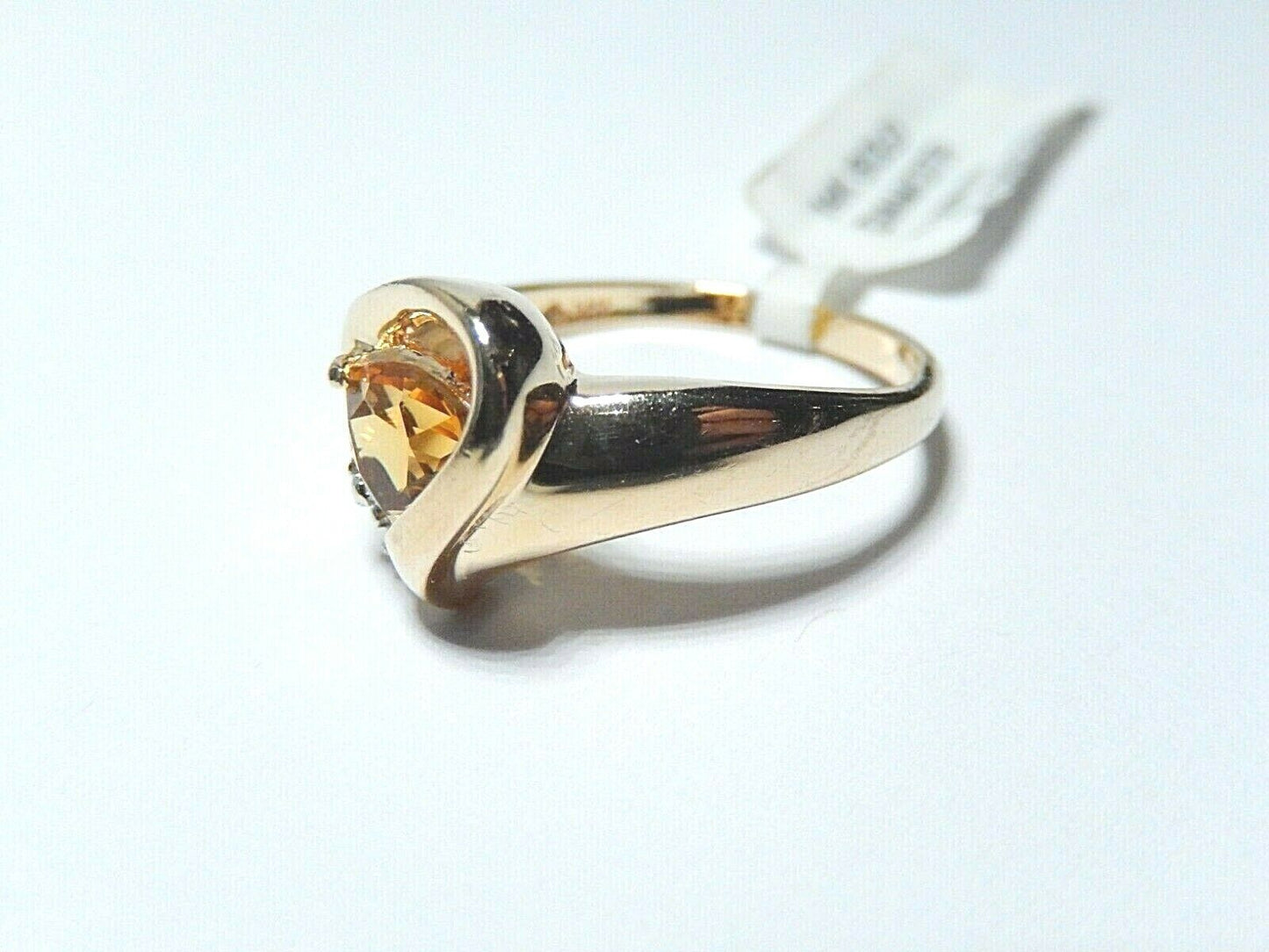 *VINTAGE*14K Yellow Gold Trillion Citrine & Diamond Accent Modern Bypass Ring-7