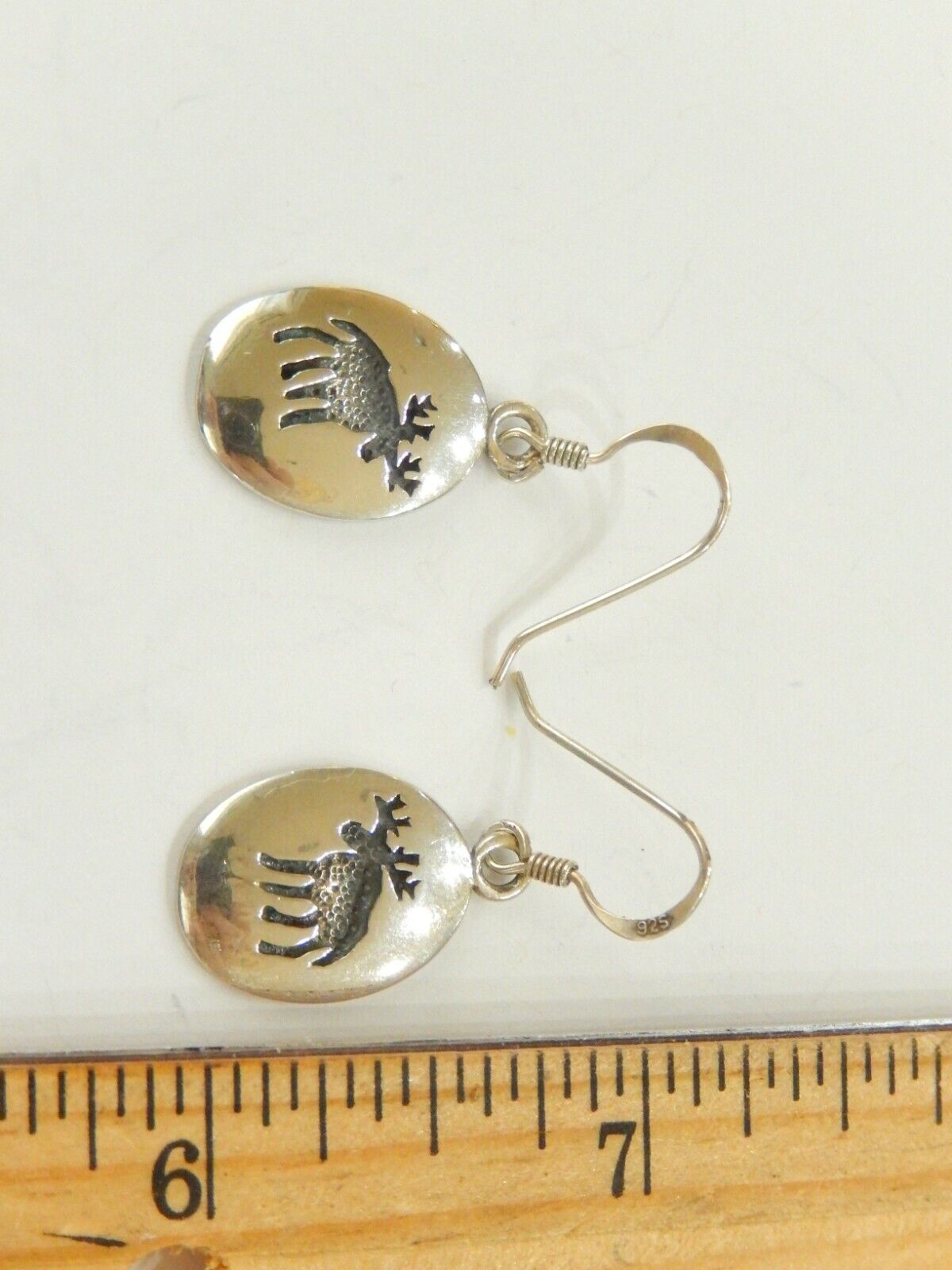 *VINTAGE* Native American Sterling Silver MOOSE Earrings Signed "WTS"