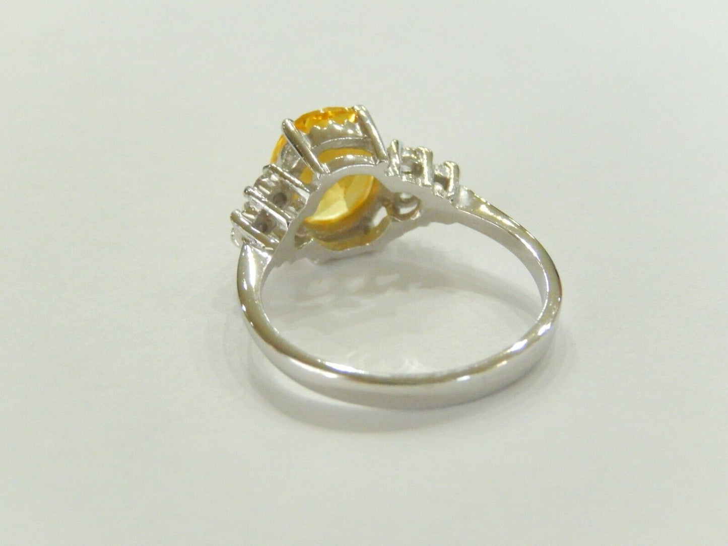 *VINTAGE*  Sterling Silver 3.50 CT Citrine & CZ Solitaire Ring Size 8.5