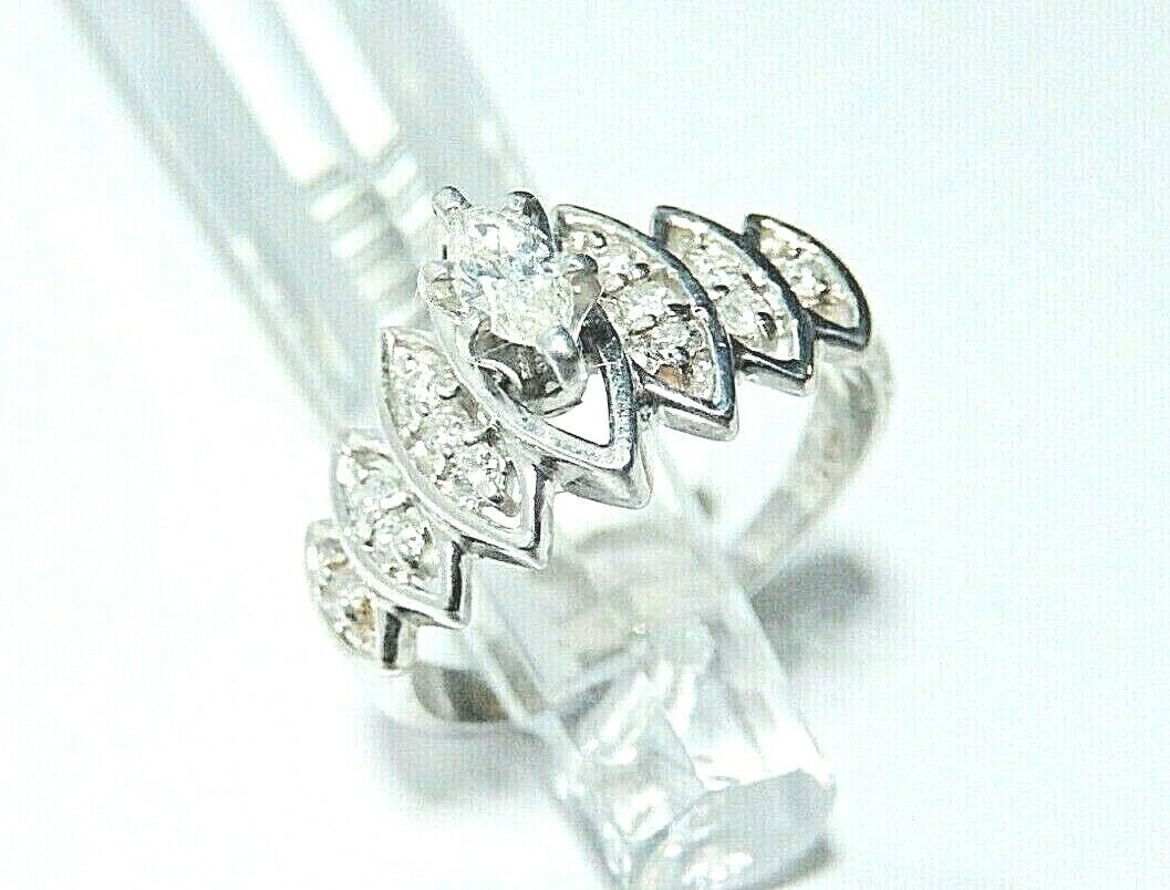 *NWT* 14K White Gold Marquise & Round VS Diamond Ladies Engagement Bridal Ring