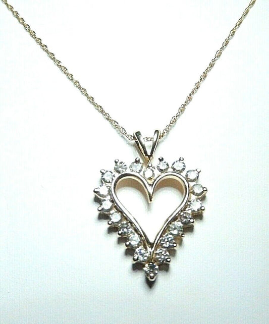*VINTAGE* 10kt Yellow Gold .75ct Natural Diamond Heart Pendant Necklace
