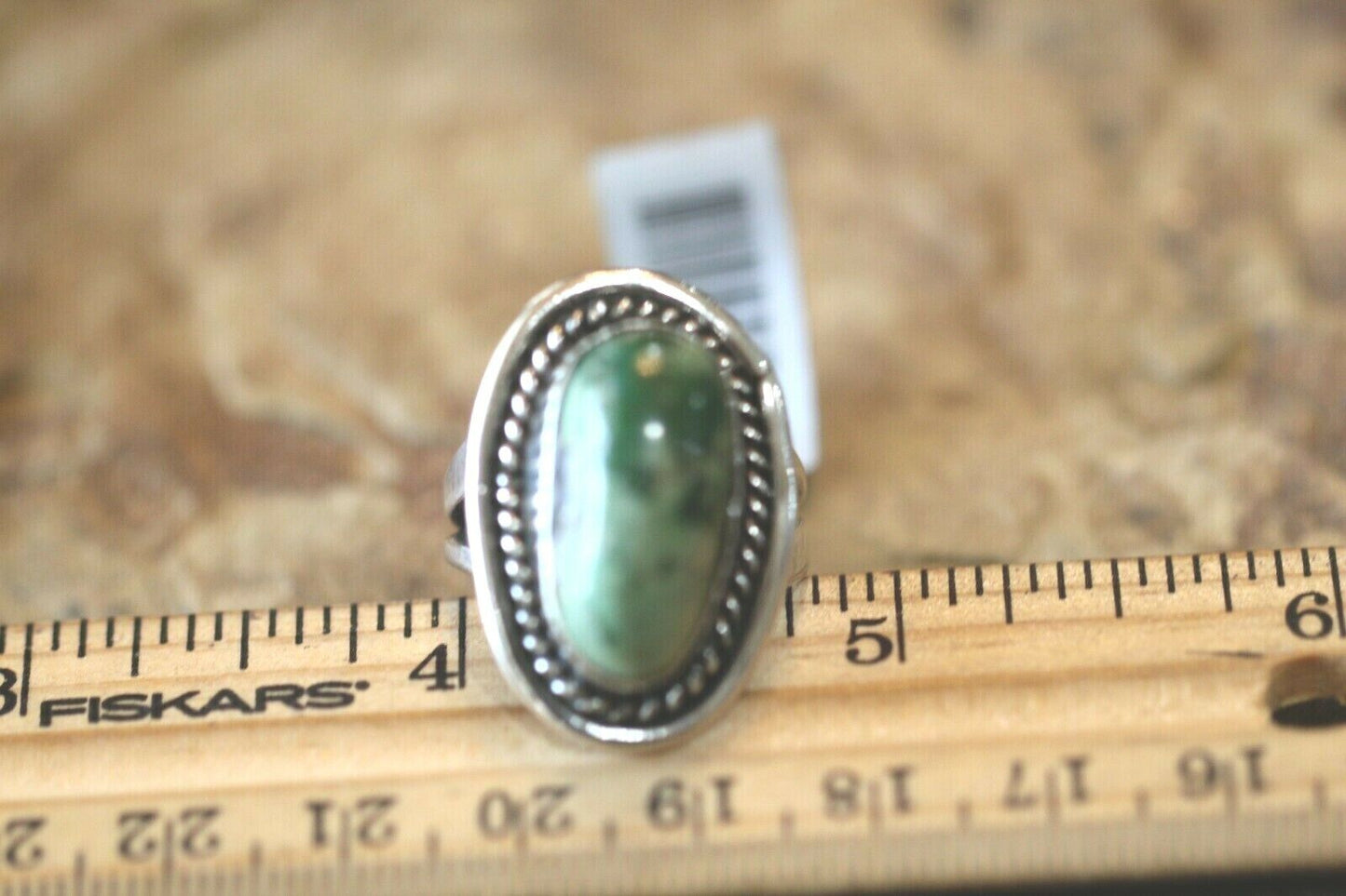 *VINTAGE*  Native American Navajo Green Turquoise Sterling Silver Ring Size 9