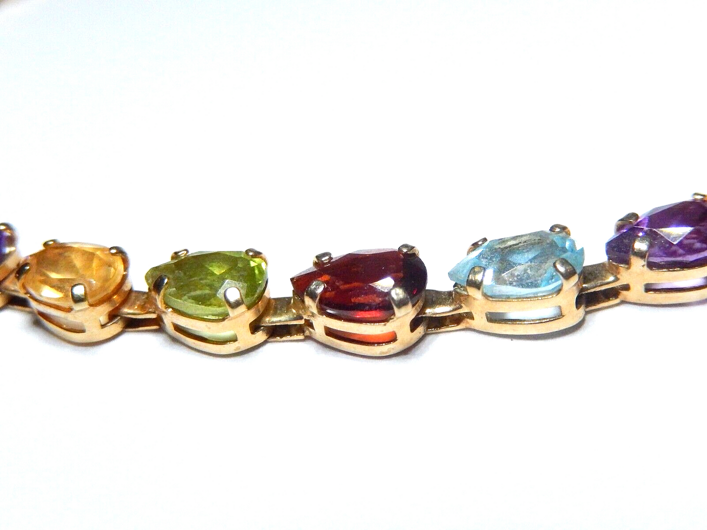 *VINTAGE* 14K Yellow Gold  9.50 CT Natural  Multi Gem Bracelet 7.75"