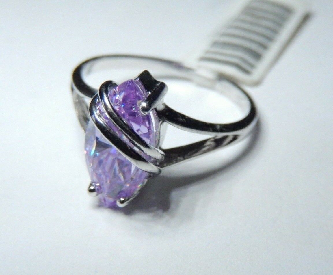 *NEW* 10k White Gold Lavender Marquise Topaz 1.5CT  Solitaire Ring Size 7