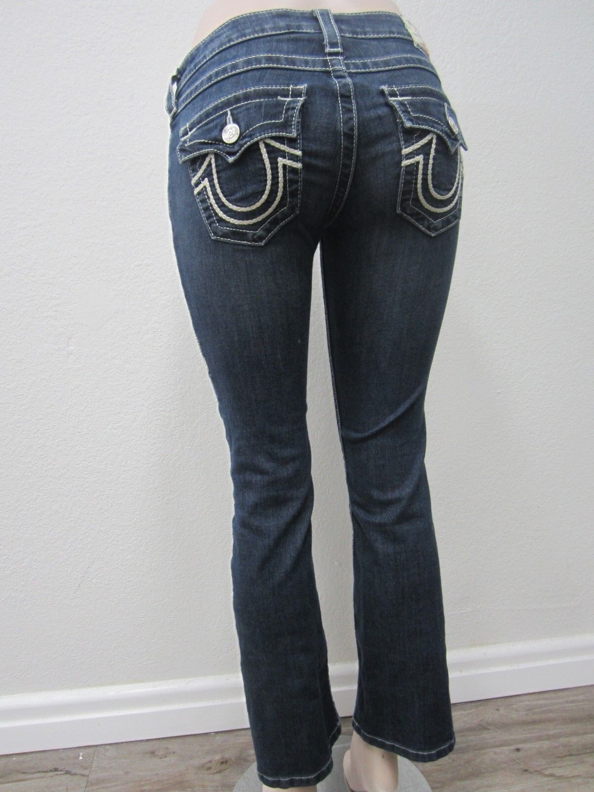 AUTHENTIC True Religion Womens Jeans Hi-Rise Boot Cut Flap Pocket Denim 27 X 28