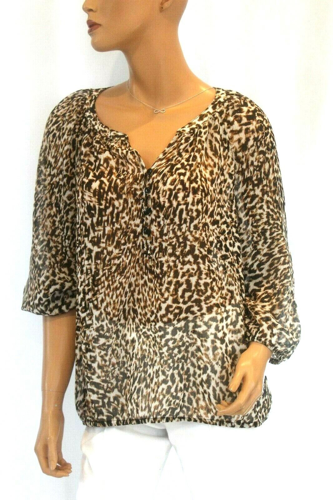 *NWT* Liz Claiborne Women's Leopard Animal Print Pull Over Long Sleeve Sz M