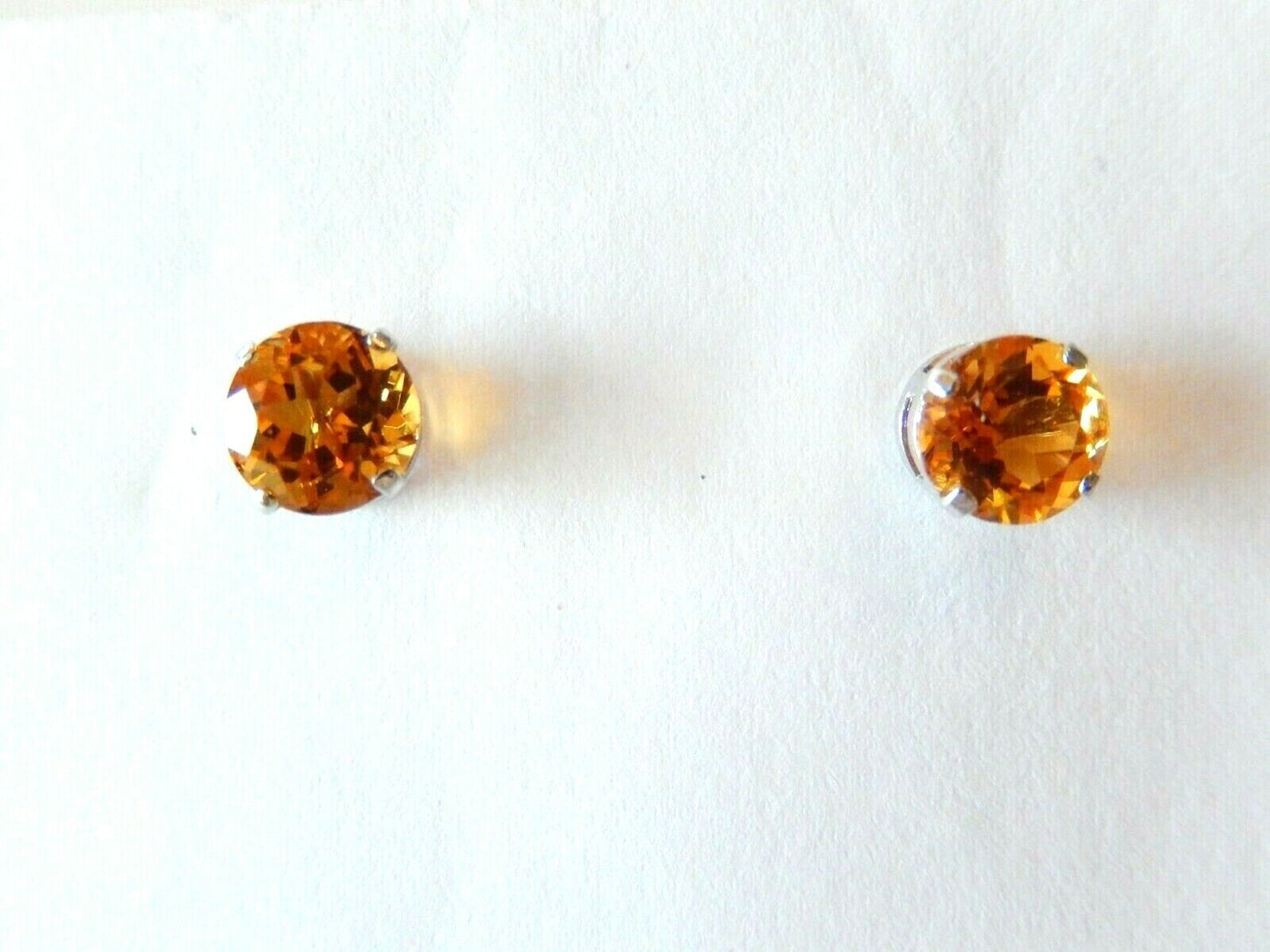 1.5 CTW 14K Solid White Gold 6mm Citrine Basket Style Stud Earrings
