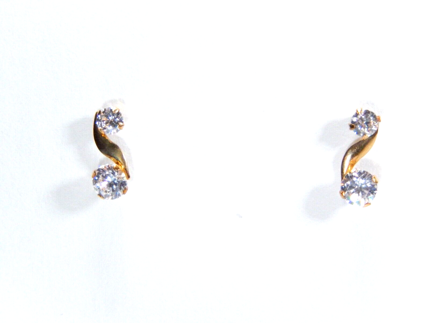 10K Yellow Gold - Cubic Zirconia CZ Stud Earrings