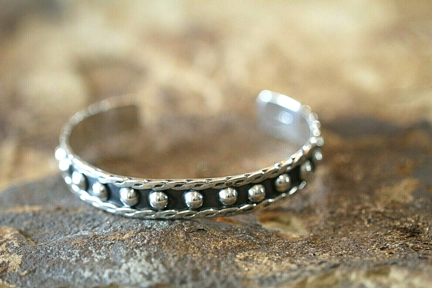*VINTAGE* TAXCO  STERLING SILVER 7/16" WIDE CUFF BRACELET 31 GRAMS SIGNED TB166