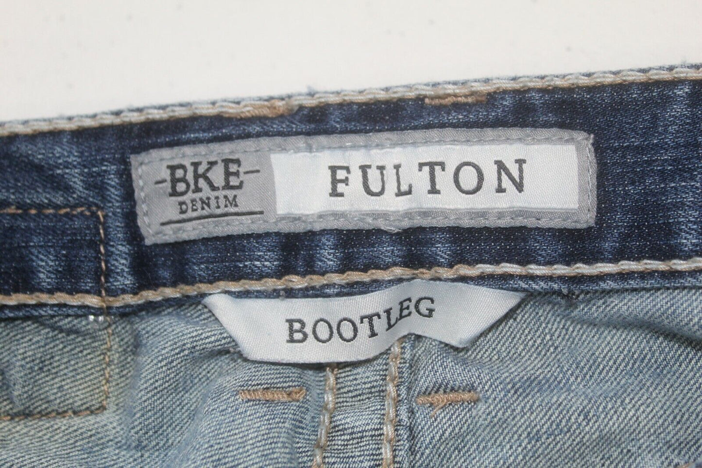 BKE Fulton Womens Jeans Size 27L Bootleg Med Blue Wash Distressed