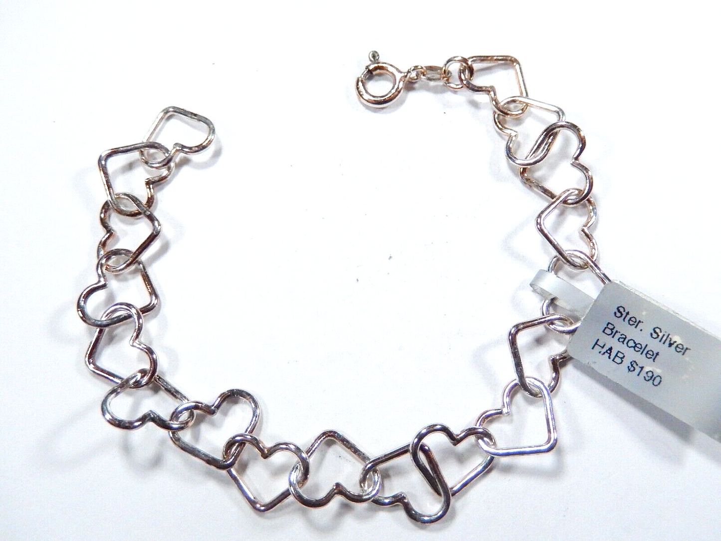 *VINTAGE*  Sterling Silver 3/8" Wide Heart Link Bracelet 7"