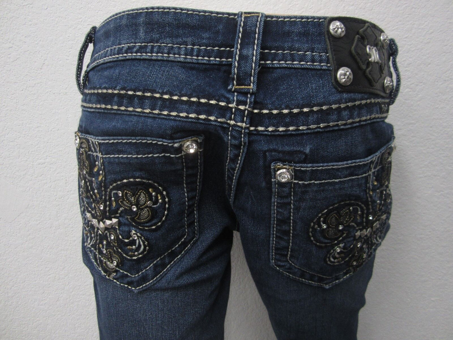 NEAR MINT Miss Me Distressed Signature Rise Skinny Jeans Dark  JP5576S2 Sz 28x32