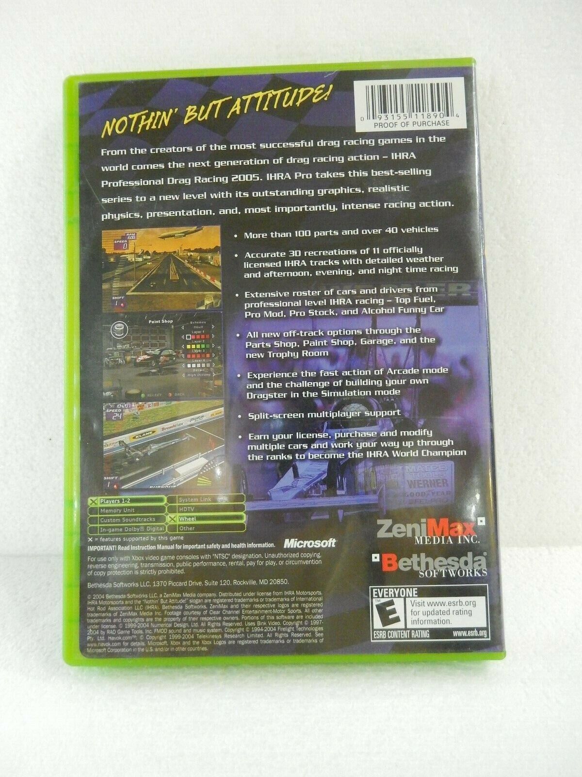 New Fact Sealed Xbox Video Game IHRA Motorsports Professional Drag Racing 2005