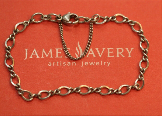 *JAMES AVERY*  Sterling Silver  7" Twist Charm Bracelet  w/ Safety Chain