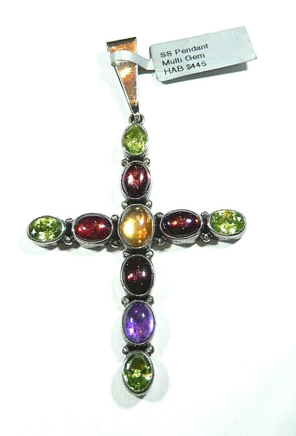 *VINTAGE* LARGE Nakai Navajo Sterling Silver Cross Multi Stone Statement Piece