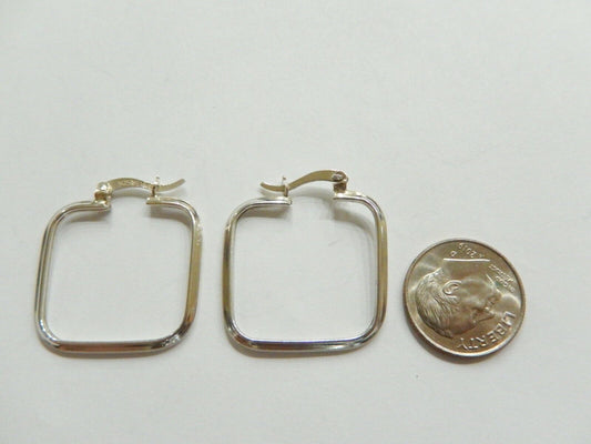 Sterling Silver 1"  Square Rail Hoop Earrings