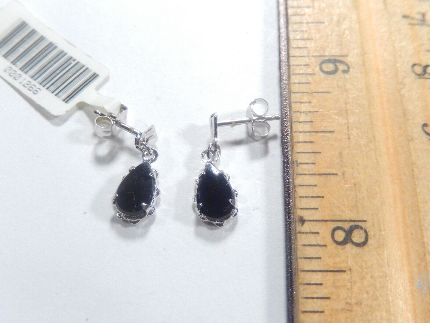10K White Gold Black Onyx  Dangle Earrings