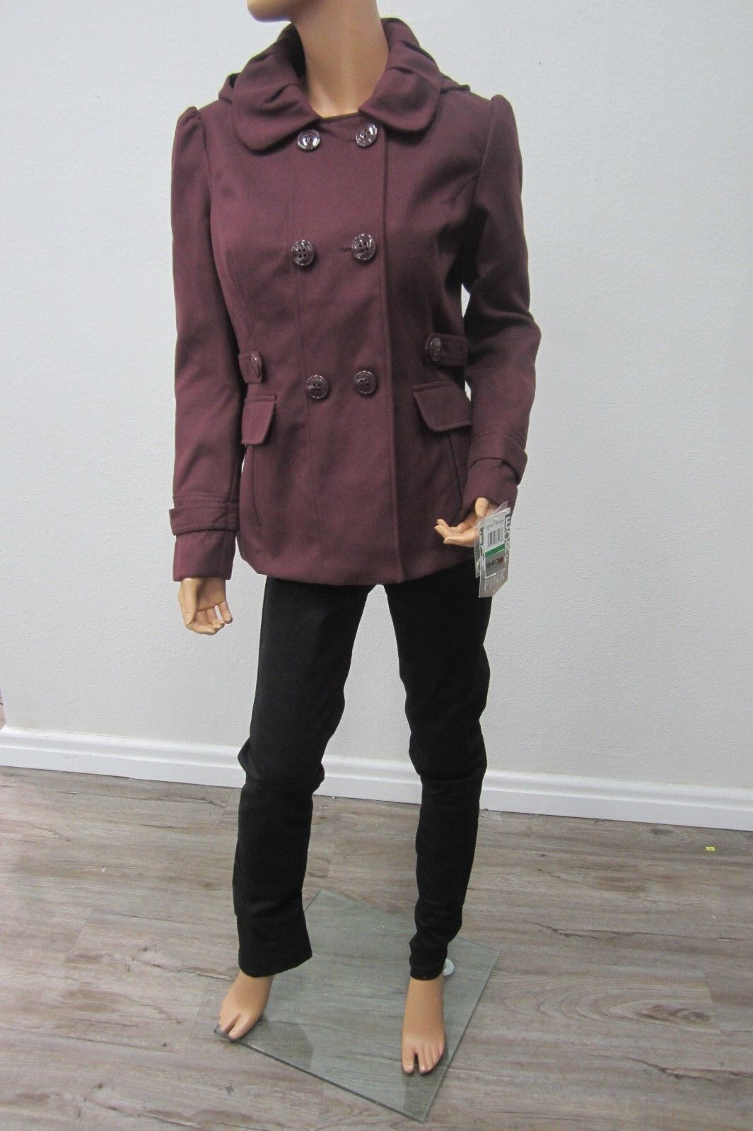 *NWT* CELEBRITY PINK $99 NEW BURGANDY  Hooded Soft Womens Jacket Coat Size Large