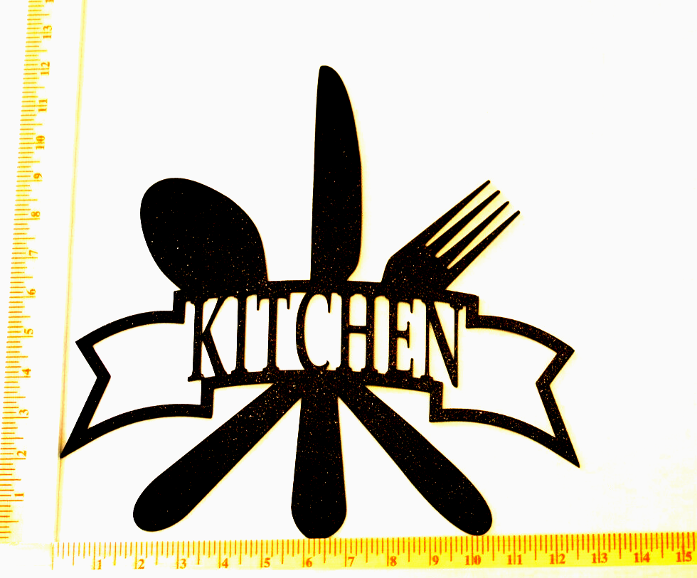 NEW- 14 ga."KITCHEN" Metal Tableware Dinner Knife Fork Spoon Powder Coated Sign