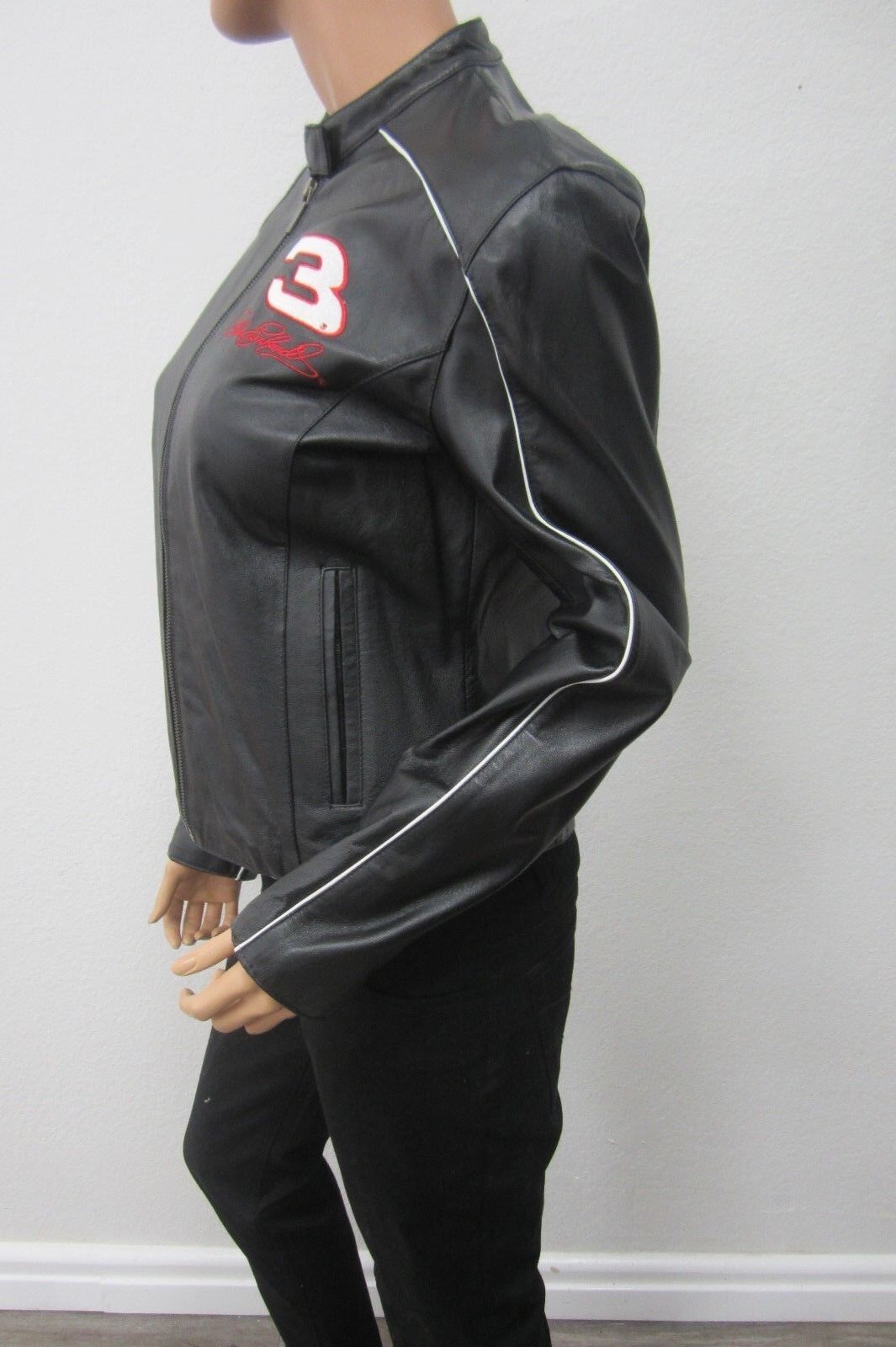 *NWOT*  NASCAR #3 Dale Earnhardt Sr Black Leather Jacket by Velocity Size WomenM