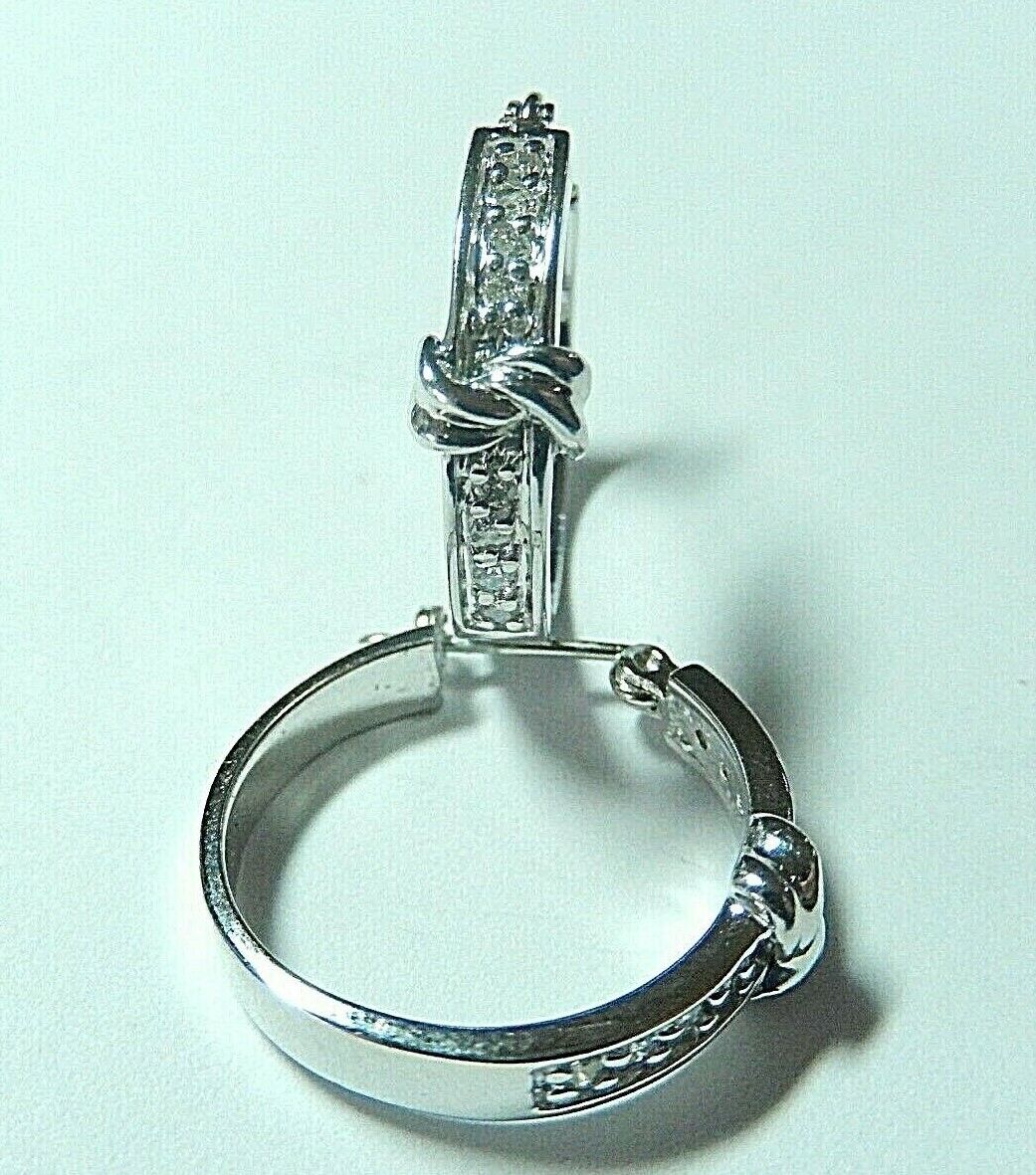 *NEW* 14K White Gold 1/5 Ct 21mm Round Hoop Natural Diamond Earrings 21mm x 4mm