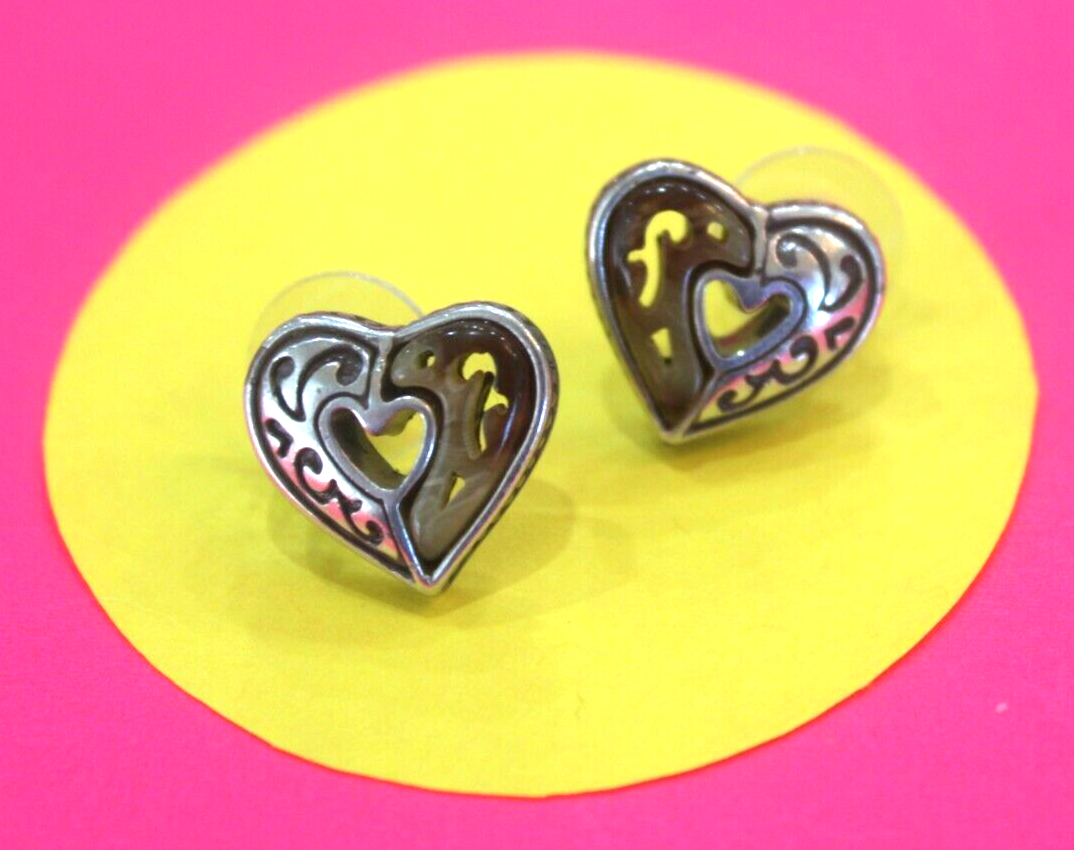 RETIRED Brighton Gemstone Silver Heart Post Earrings