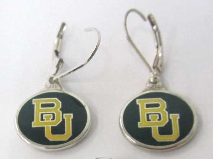 *NEW* Baylor University 925 Sterling Silver & Enamel Leverback Earrings