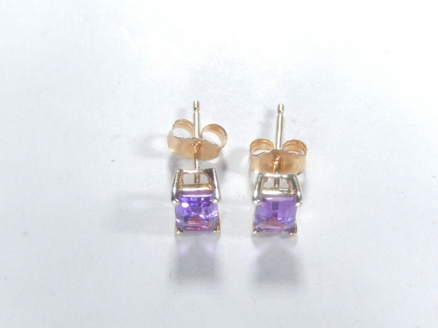 *VINTAGE* 10K Yellow Gold Emerald Cut Royal Purple 1.50CT Amethyst Stud Earrings
