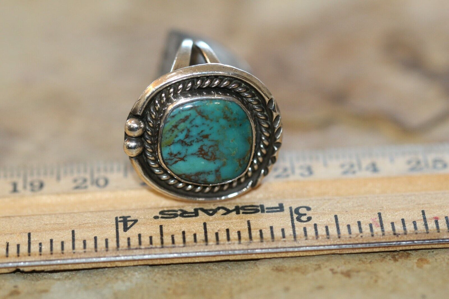 *VINTAGE*  Native American 925 Sterling Silver Turquoise Ring Size 7