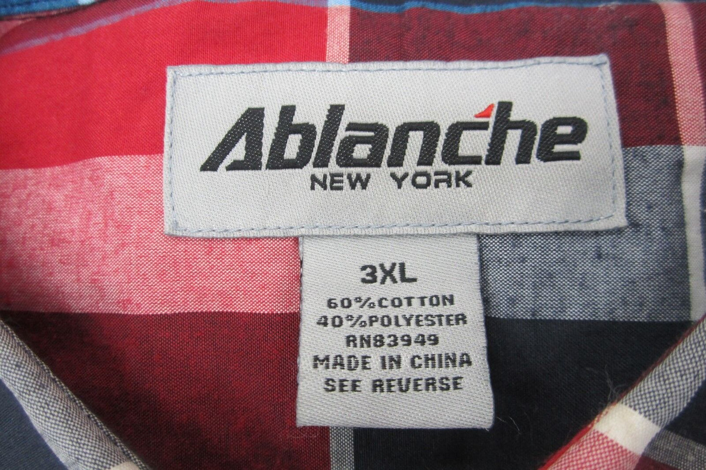 Ablanche Men's Shirt Bold Checks Plaid Multi Colored Long Sleeve  Size 3XL