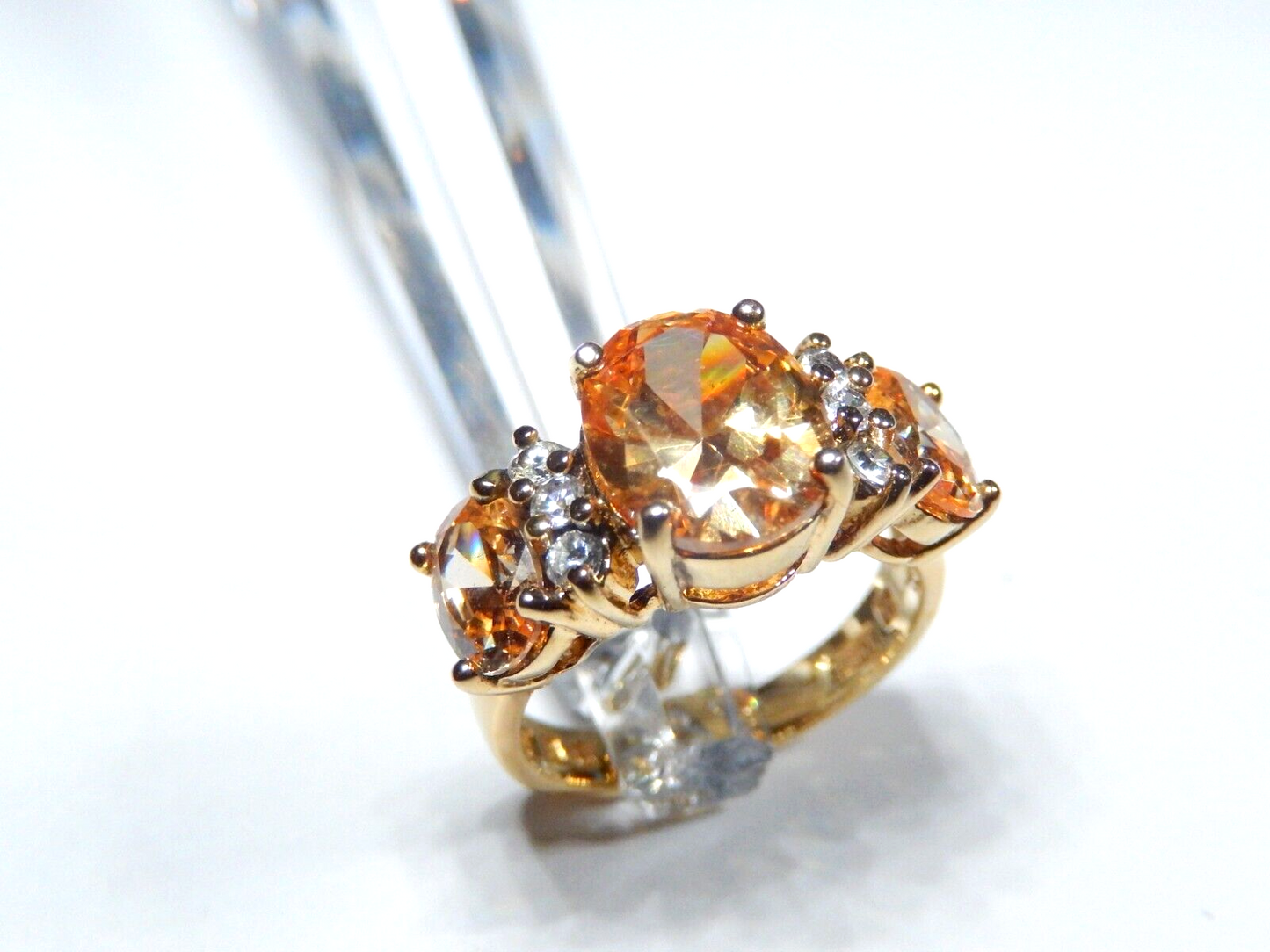 *VINTAGE*  18K Gold  VERMEIL Sterling CZ AND 3.0 CT CITRINE RING SIZE