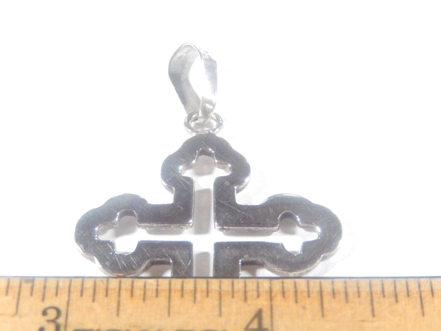 *VINTAGE* LARGE STERLING SILVER  TAXCO MEXICO CROSS  CUT-OUT PATTERN PENDANT